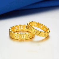 1pcs genuine pure 999 24k yellow gold ring 3d hard gold lucky six word motto ring us5 9 best gift