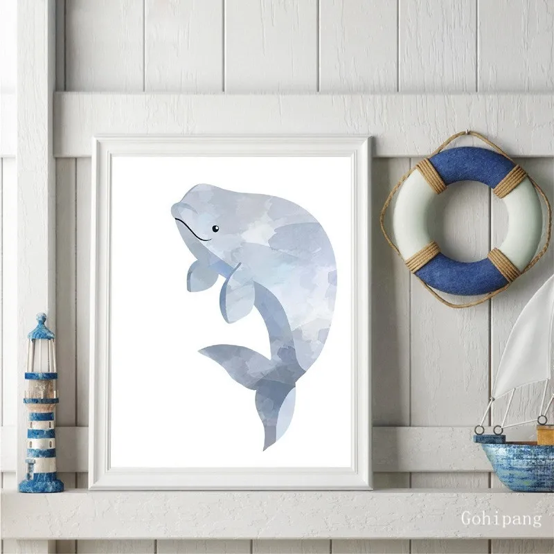 Картина с Китом и животным на холсте принтом океанского моря тема для детской