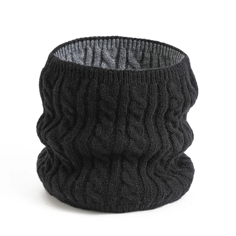 Unisex Ring Neck Scarves 2021 Winter Warm Snood Scarf Women Knit Solid Cotton Thick Double Side Magic Infinite Bandana |