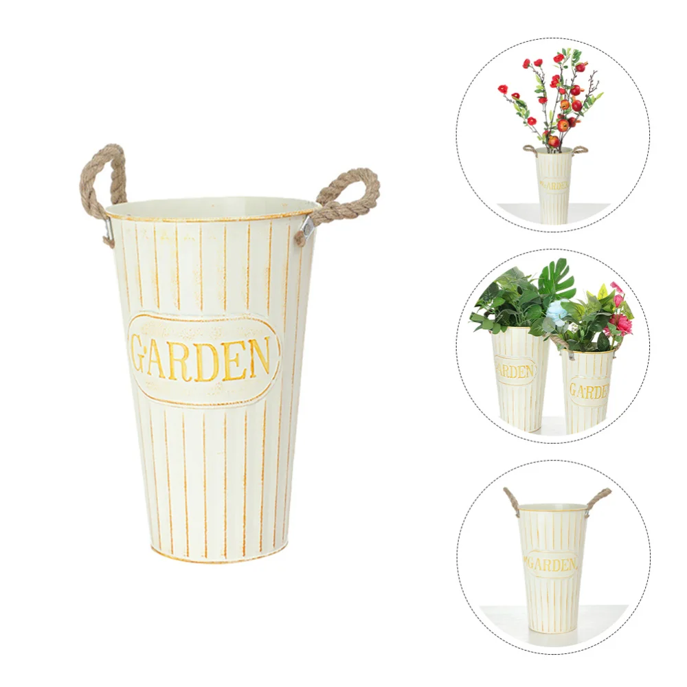 

1pc Vintage Flower Vase Decorative Flower Holder Desktop Decor Iron Flower Pot