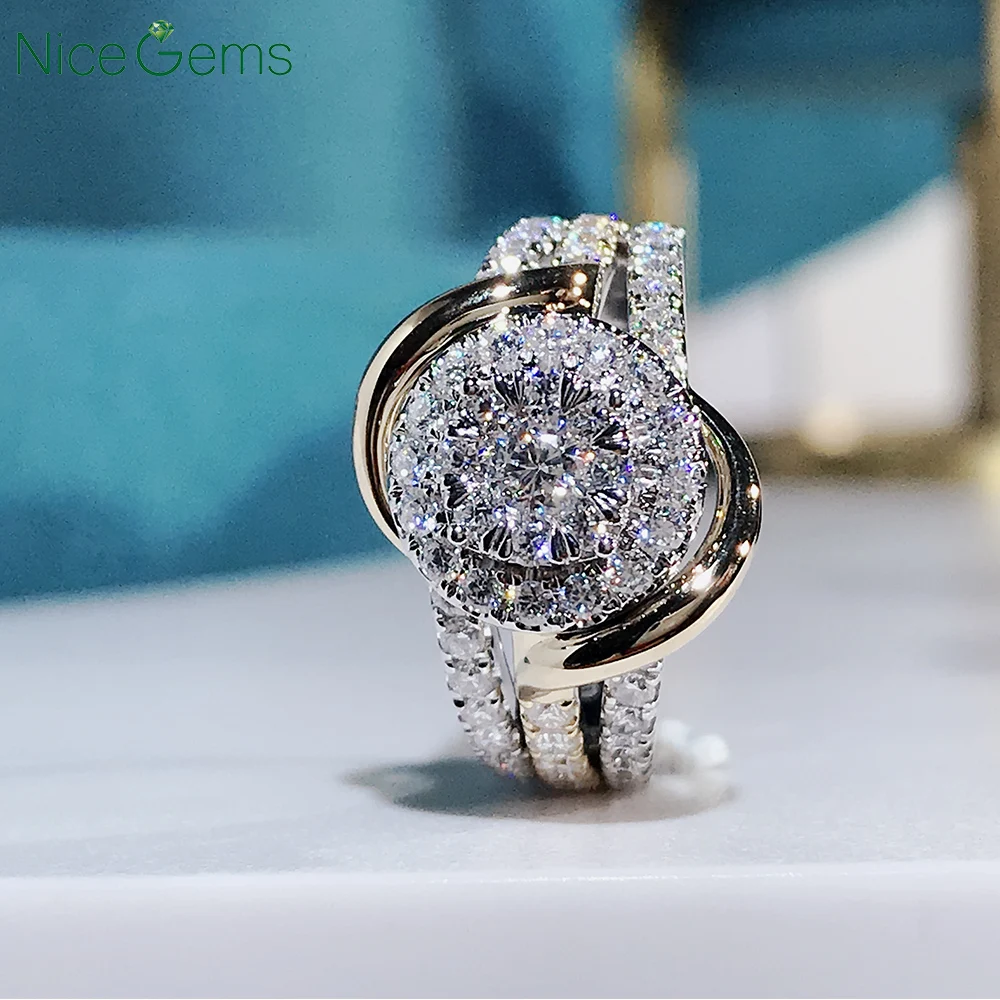 NiceGems 14 к желтое золото и белое муассани для лабораторного выращивания