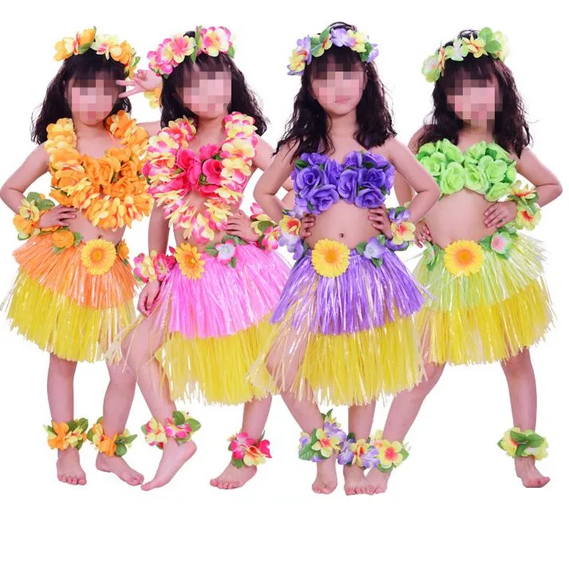 

Lei Headband Flower Wreath Garland Wristbands Bra Hula Skirts Kids Girls Hawaii Beach Party wedding birthday