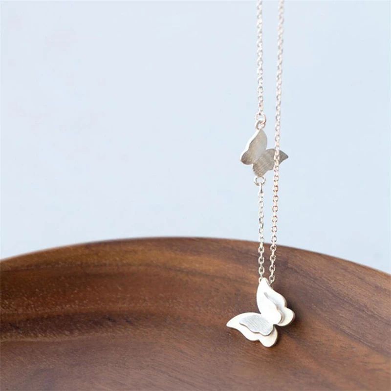 Женское ожерелье ручной работы корейское милое с двойной бабочкой и короткой