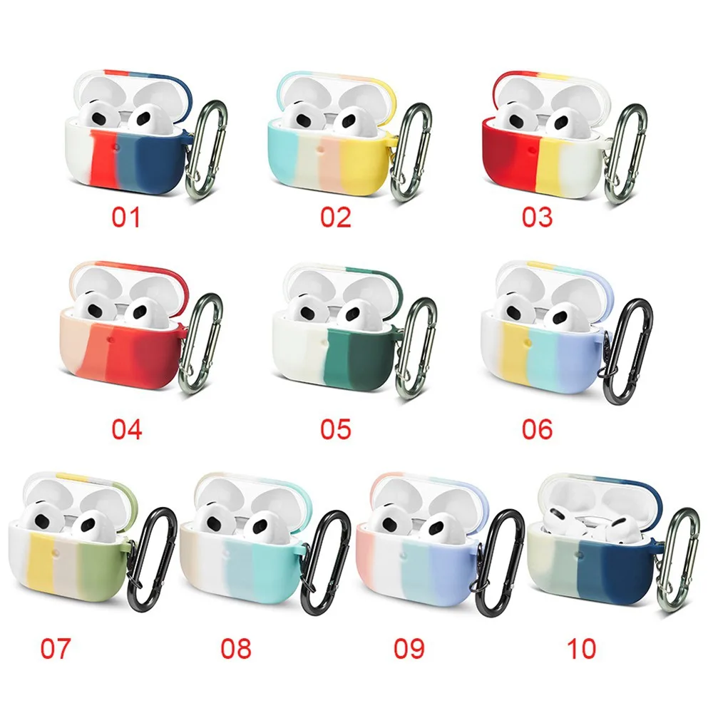 

Силиконовый чехол для AirPods 3, защитный чехол с карабином, брелок для наушников, чехол для наушников, чехол для телефона