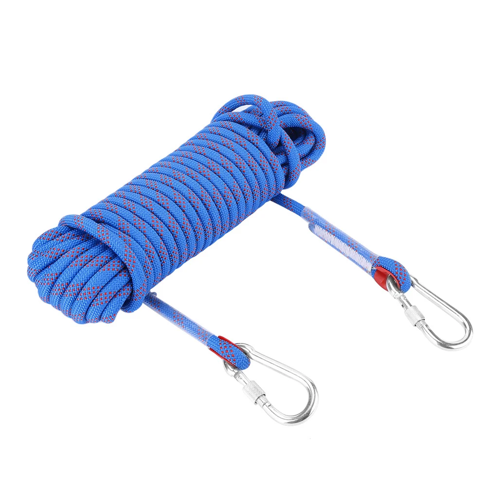

Outdoor Climbing Rope 12mm Heavy Duty Paracord Panchute Lanyard With Carabiner Camping Survival Equipment Climbing Accessories