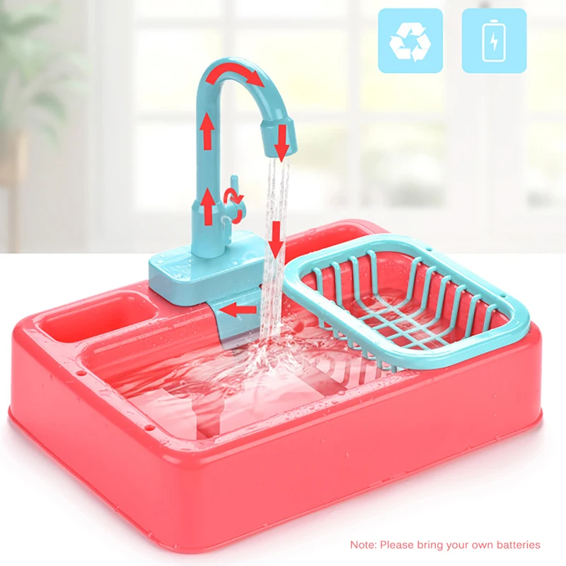 Kids Kitchen Sink Toy Sink Dishwashing Set Toys Pretend Play House Game Children's Simulation Electric Kitchen Dishwasher Toys