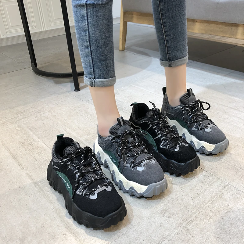 Женские кроссовки с круглым носком Fujin зимние плюшевые разных цветов