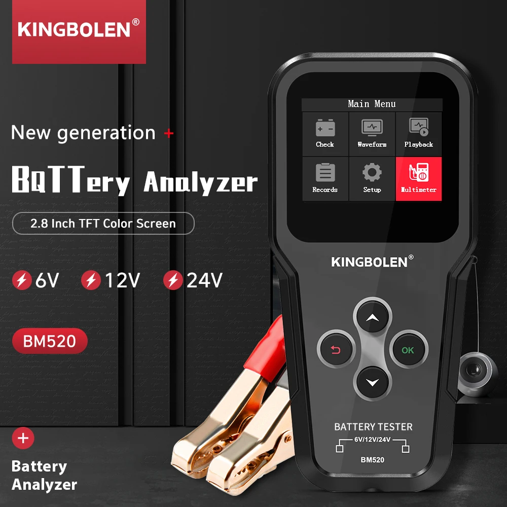 

Auto Battery Analyzer BM520 For 12V/24V/6V Car Battery System Monitor Motor Car Truck 100 to 2000CCA Battery Diagnostic Tools