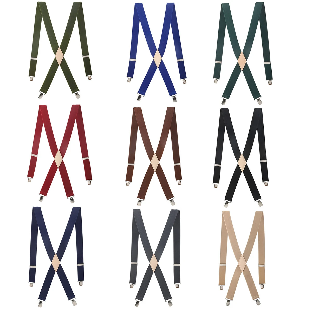 

Men's 3.5cm Unisex Solid Straight Clip Rawhide Suspender Genuine Leather Brace 110cm 130cm Extended Size Vintage Groomsmen Gifts