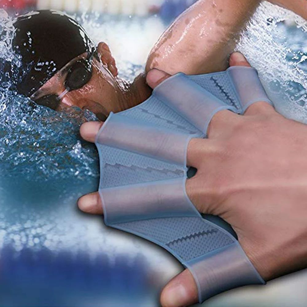 

1 Pair Frog Silicone Hand Swimming Training Flippers Swim Palm Finger Webbed Gloves Paddle Improve Slip Swim Glove Equipment