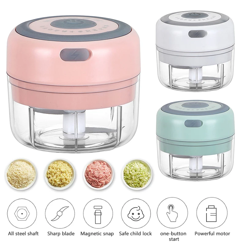 

Drop Shipping 100ml Mini Electric Garlic Grinder Portable Food Press Mincer Seasoning Masher Spice Chopper Kitchen Accessories