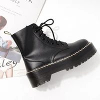 cow patent leather real wool platform mid heels ankle boots motorcycle boots women shoes thick heels lace up snow boots