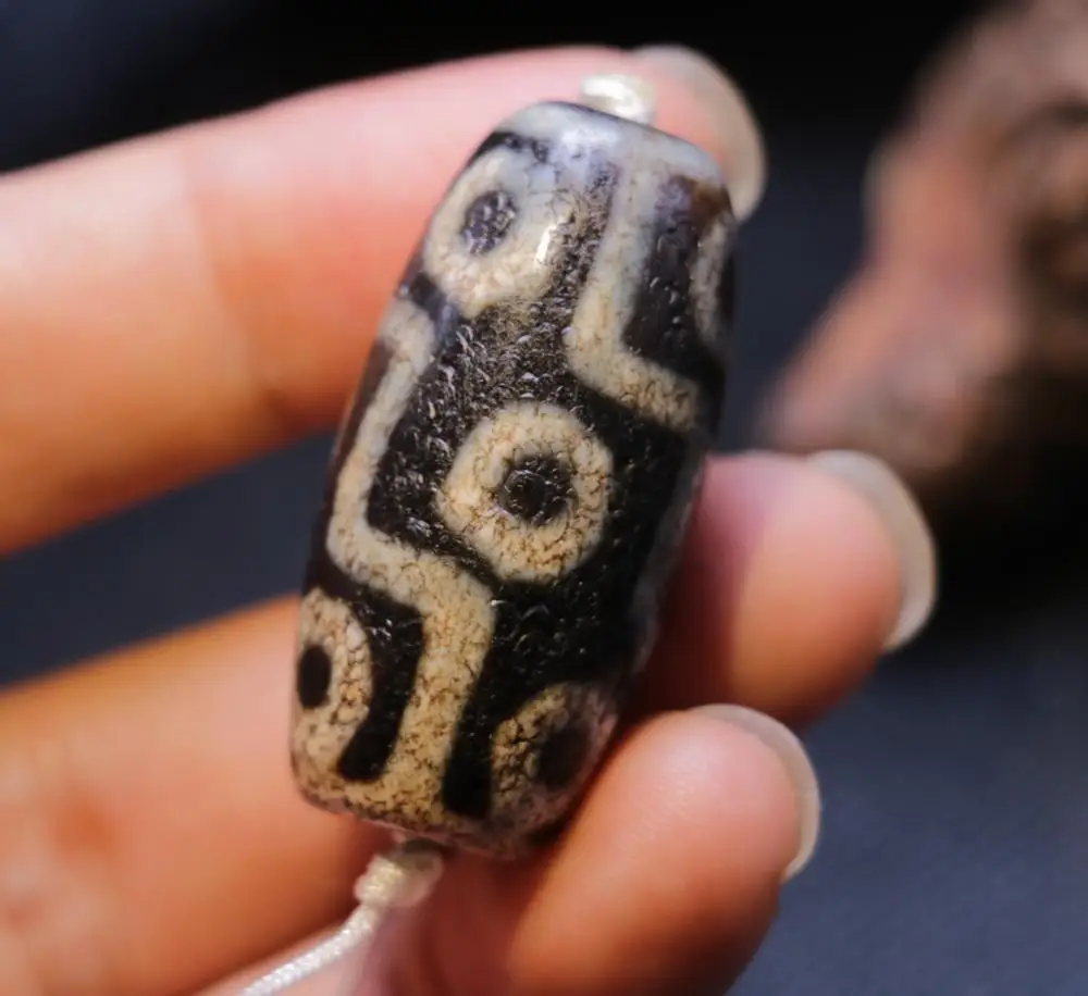 Энергетический Тибетский Старый Агат полный дракон венец 9 ячеек бусины дзи