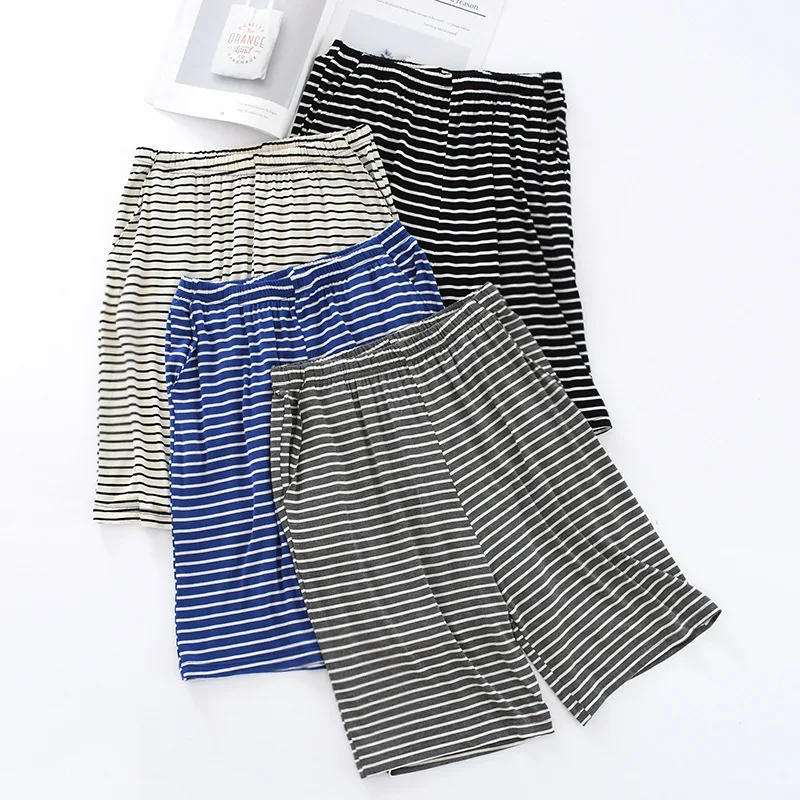 

Men's Modal Sleep Bottoms Plus Size Striped Loose Breathable Sleepwear Boxer Casual Lounge Pants Homewear Pajama Nightwear Homme