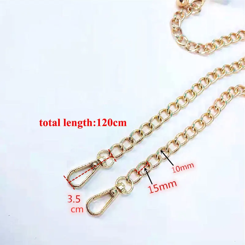 

New 120cm Handbag Metal Chains Shoulder Bag Strap DIY Purse Chain Gold Color Bag Handles Bag Accessories Chain 2021
