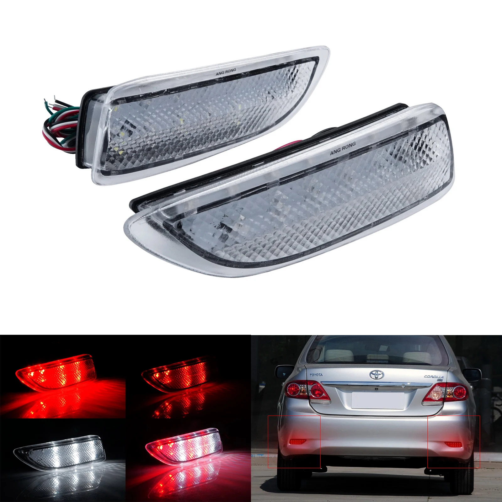 

ANGRONG Fit Lexus CT200h светодиодный задний бампер отражатель Противотуманные фары прозрачные линзы Corolla 2011-13