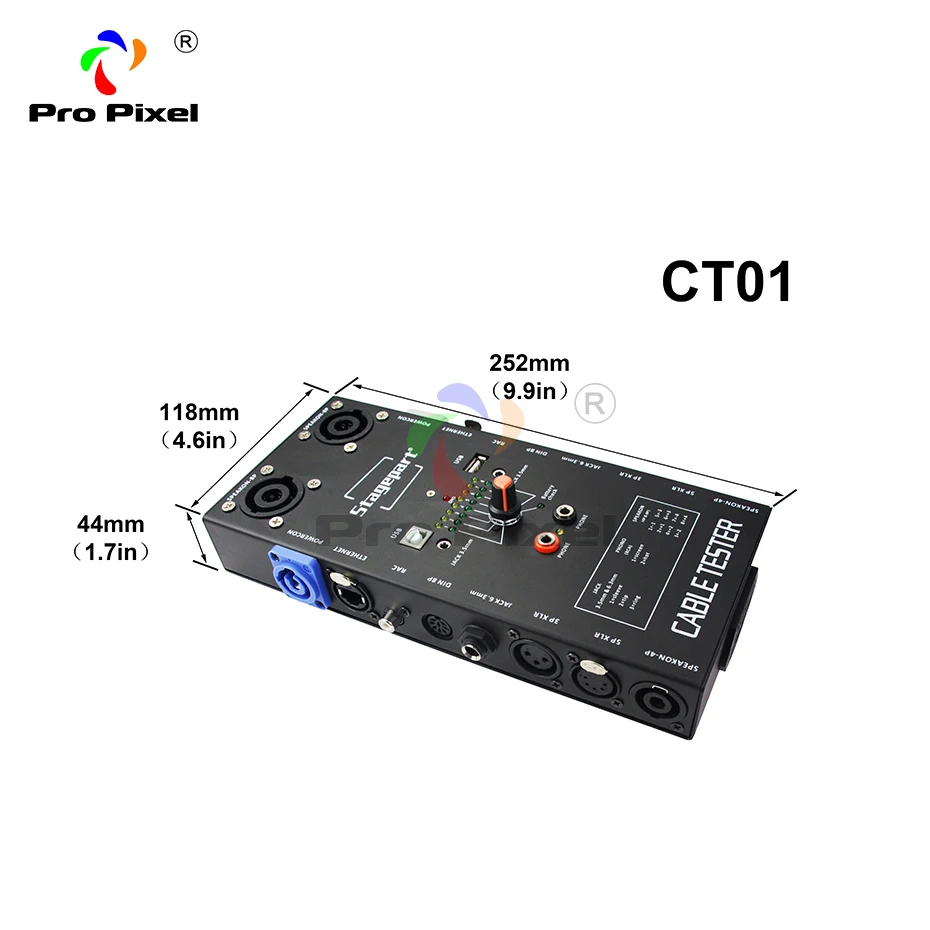 Кабельный тестер для 3pin 5pin XLR, 4& 8-pole speakon, RJ45, USB