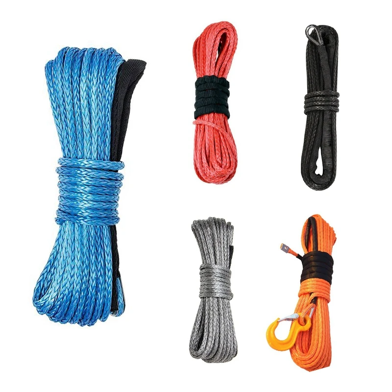 

Synthetic Winch Rope, 1/4 x 50Ft Synthetic Winch Rope Line Cable for ATV UTV SUV Truck Boat Winch