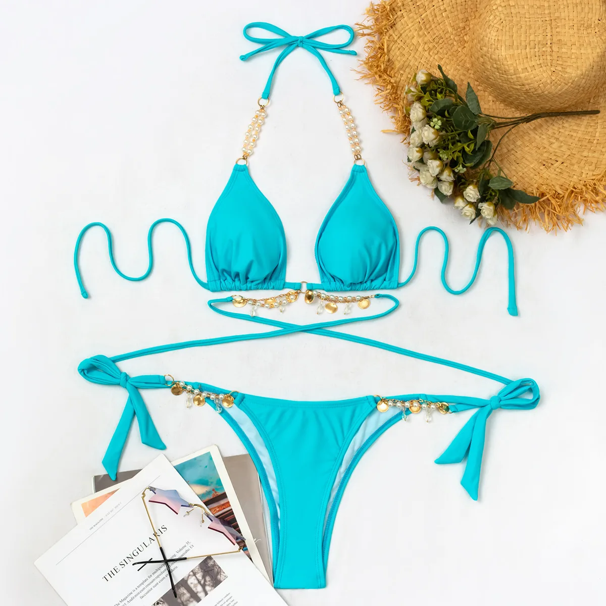 

2021 Diamond bikini white rhinestone bikini Braizilian swimwear female swimsuit women Crystal bikini set Push up Bathing suit