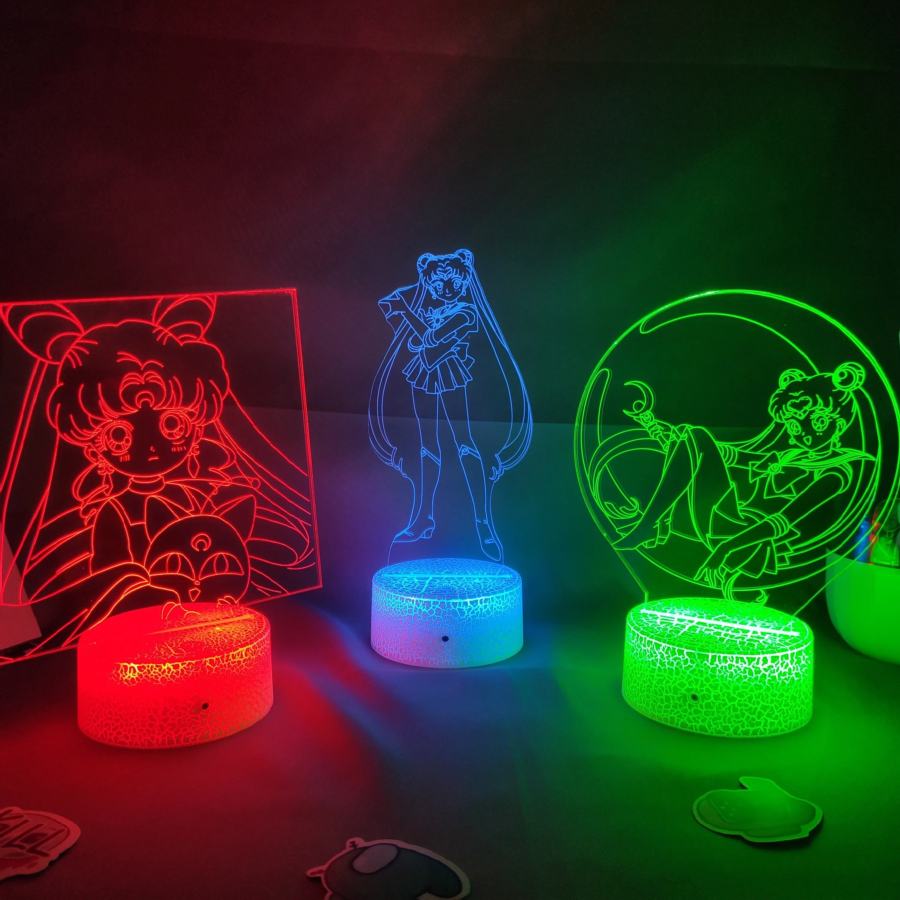 

3D Lava Lamp Anime Figure LED RGB Neon Battery Night Lights Colorful Gift For Friend Bedroom Bedside Manga Table Desk Decoration