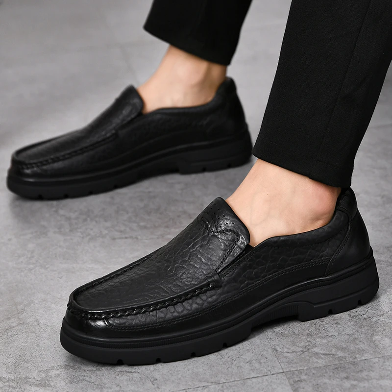 

Туфли мужские из натуральной кожи, лоферы, без застежки, повседневная обувь в итальянском стиле, Мокасины, большой размер 48