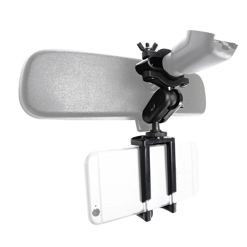 

Car Auto Rearview Mirror Extension Mobile Phone Bracket Navigator GPS Support Driver Recorder Frame Black Universal