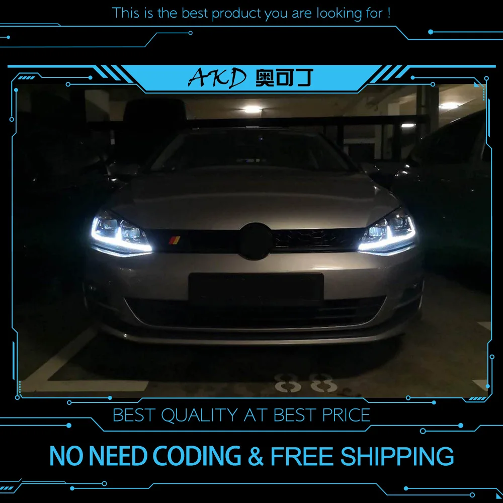 AKD тюнинг Автомобильные фары для VW Golk7.5 Golf 7 5 MK7.5 Golf7 светодиодные DRL ходовые огни Bi