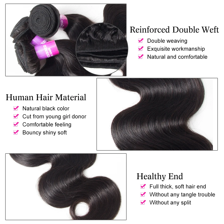 Пучки бразильских волос Recool пучки с застежкой волнистых прозрачной кружевной