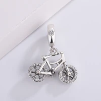 sterling silver 925 beads zircon gorgeous bicycle charm pendants charm bracelet woman diy fashionable jewelry for pandora