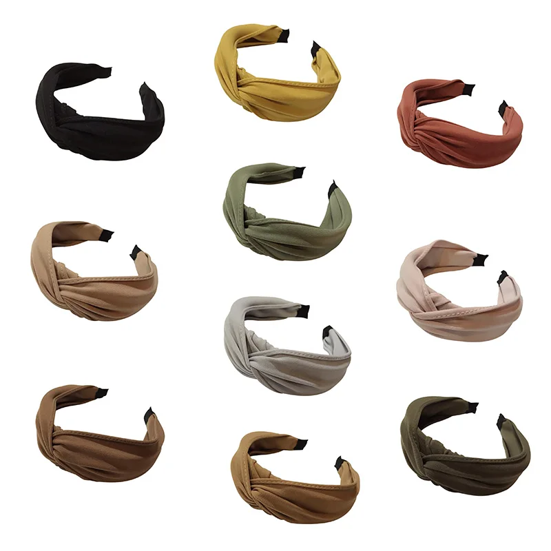 

Solid Color Hairband Bow Knot Cross Tie Cloth Headwrap Headbands for Women Simple Hairband Hair Accessories Wide Side Hair Band