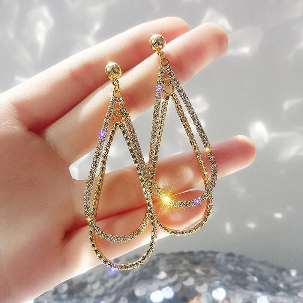 

Alloy Gold Multideck Hollow Water Drop Charms Linker Connector For DIY Jewelry Earrings Accessories Long Diamond Versatile