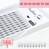 seashine 2d 3d 4d 5d 6d russian volume mink eyelash extension premade fan synthetic hair false lashes extension premium cilios