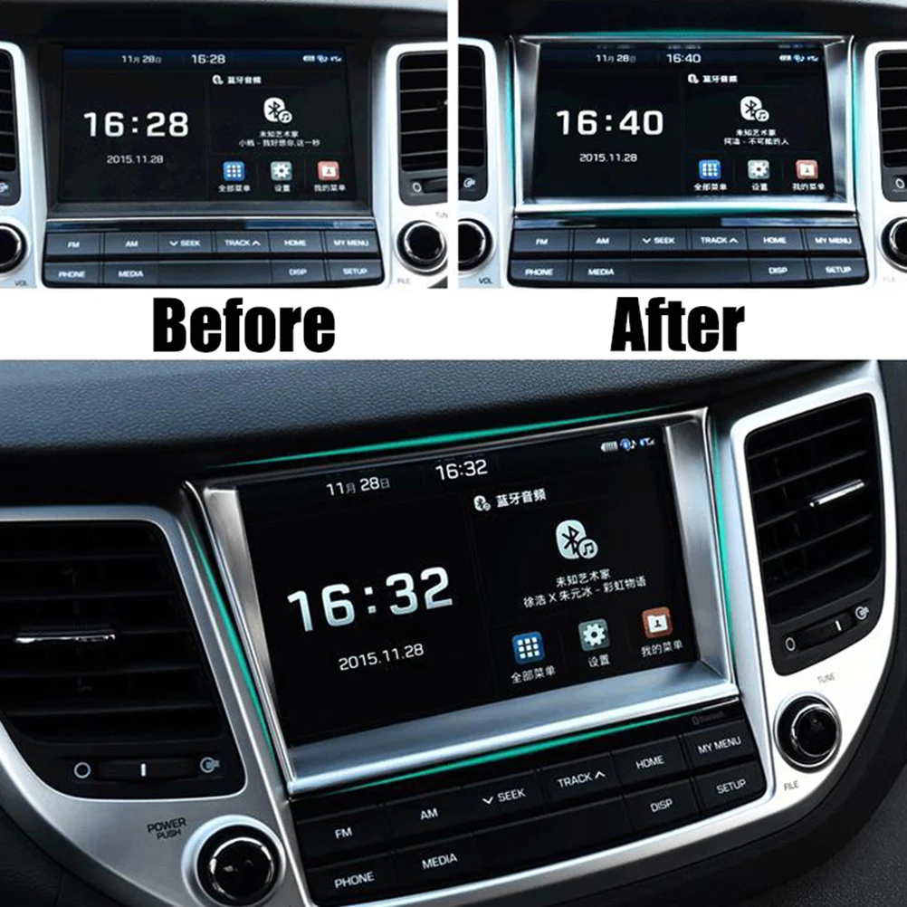 " для hyundai Tucson TL хромированная панель для приборной панели Navi, накладка, украшение, аксессуары для стайлинга автомобилей