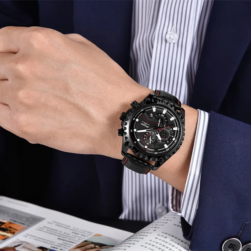 

Men New Automatic Mechanical Watch Mens Top Luxury Brand Military Sports Leather Male Waterproof Wrist Watches Relogio Masculino