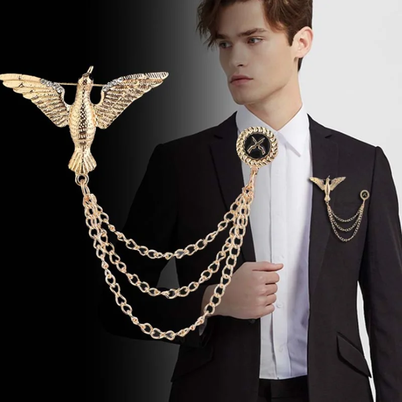 Bovvsky золотые металлические броши в форме орла аксессуары для мужского костюма