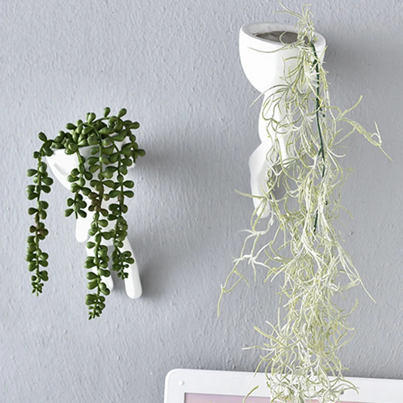 

Resin Plant Pot Human Shaped Succulent Planter Plant Container Wall/Desktop Decoration for Home Office Room K888