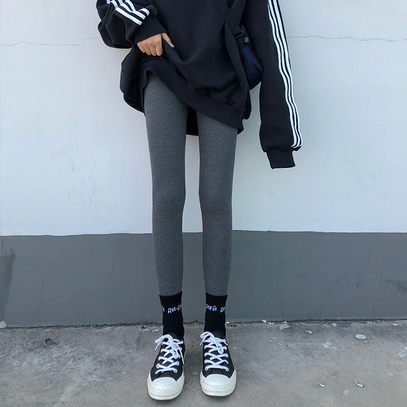 

Autumn and Winter Korean 2021 New Plush Thickened Elastic Tight Frosted High Waist Bottomed Autumn Pants Women's Wear Pants