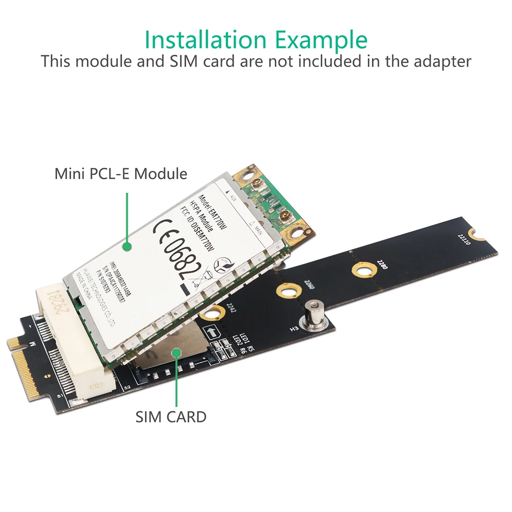 

Mini PCI-E to NGFF M.2 Key M A/E Adapter Converter Card with SIM Slot Power LED