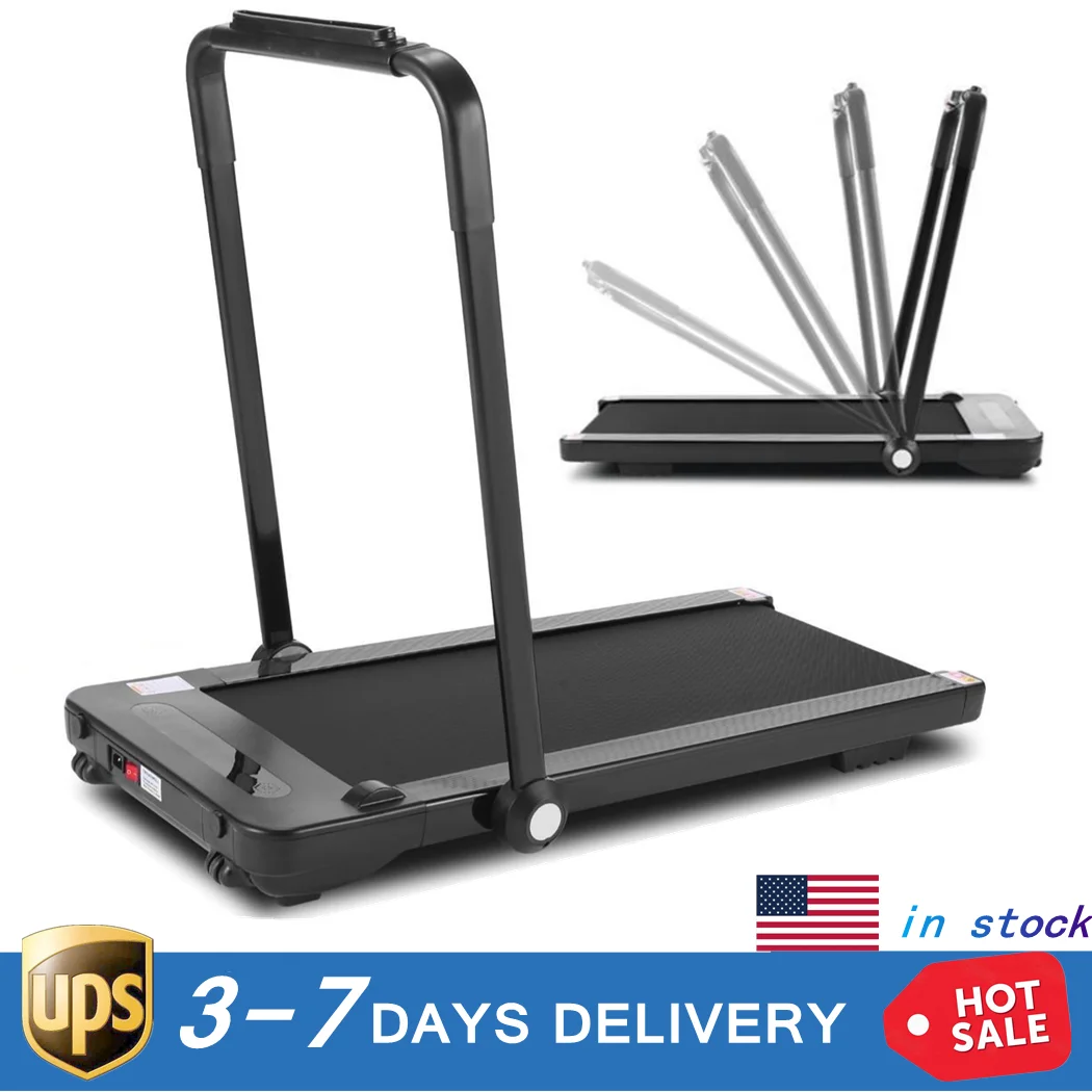 

2 in 1 Folding Treadmill 2.25HP Walking Jogging Running Machine for Home/Office with LED Display Easy-to-Reach Emergency Stop Sw