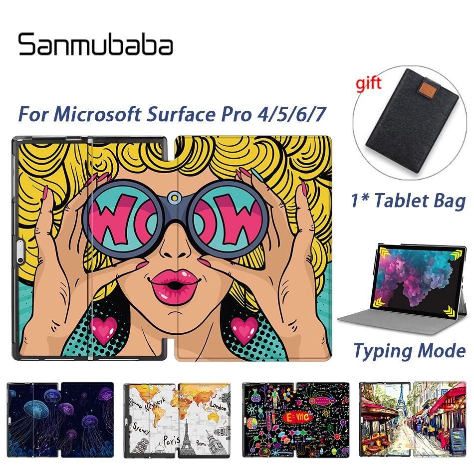 Sanmubaba чехол для Microsoft Surface Pro 4 5 6 7 12 3 дюймов планшет PU кожаный с откидной магнитной