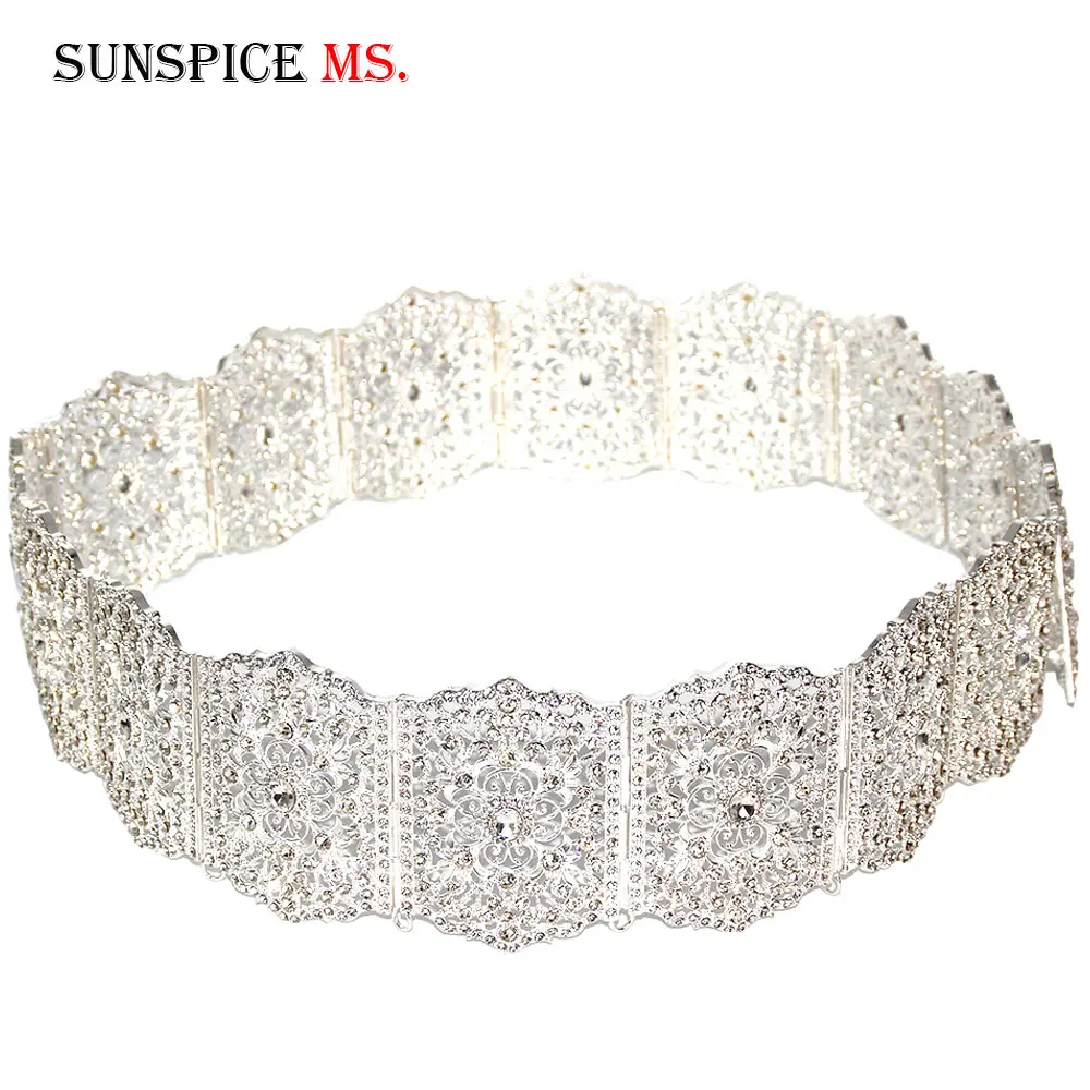 SUNSPICE-MS Марокко шик кафтан ремень для Для женщин полный свадьбное платье со стразами с широким поясом металлические цепи талии свадебных ювелирных изделий