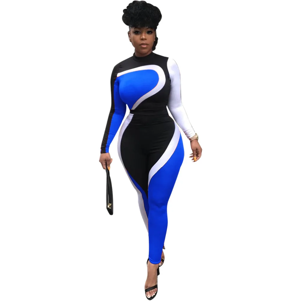 Классический спортивный женский комбинезон повседневный Облегающий с длинным