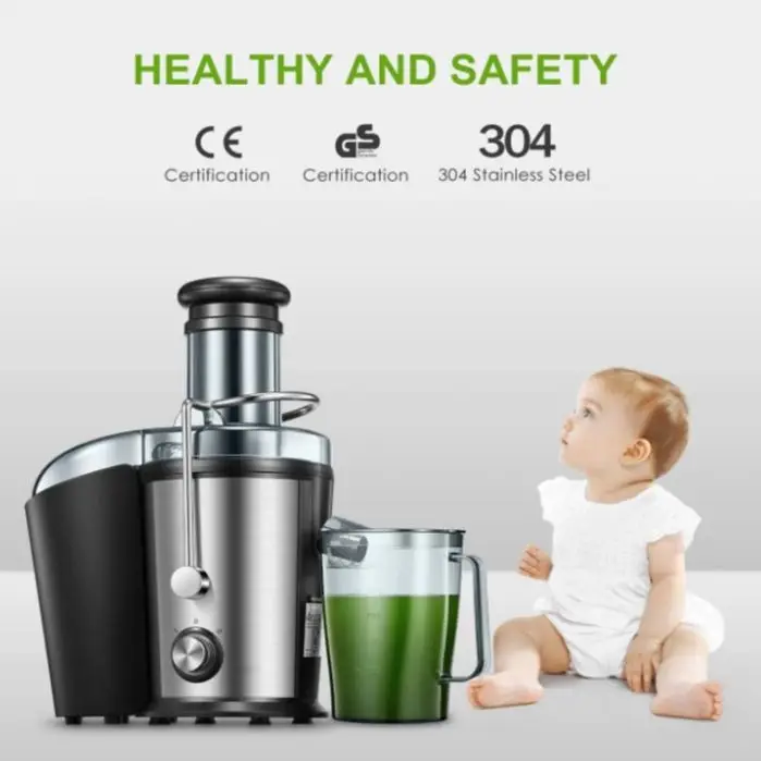 

Juicer, fruit and vegetable juicer, with drip and overheat protection, including noiseless motor, BPA-free, non-slip feet