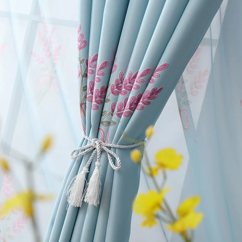 Современные детские шторы для гостиной спальни фиолетовый Лавандовый узор вуаль