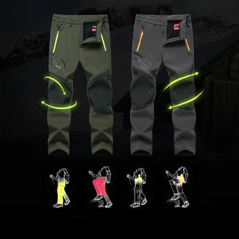 ZOGAA мужские зимние брюки для рыбалки водонепроницаемые походные флисовые