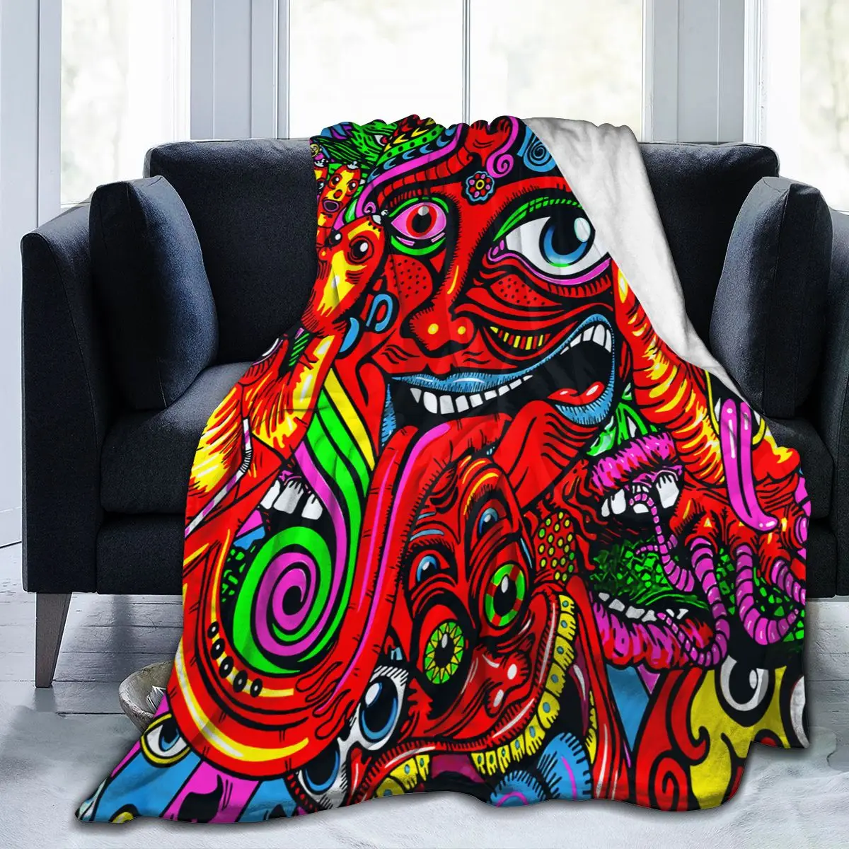 

Psychedelic Arabesque Warm Blanket Unisex Adult and Children Fleece for Beds Travel Home Bath Towel Multi Designs
