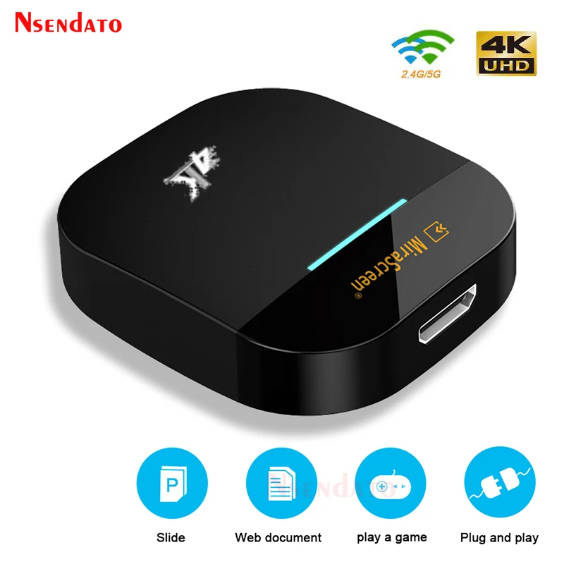 Adaptador sem Fio Compatível com Hdmi Receptor de tv Monitor de pc Mirascreen Wi-fi Miracast Airplay g5 4k