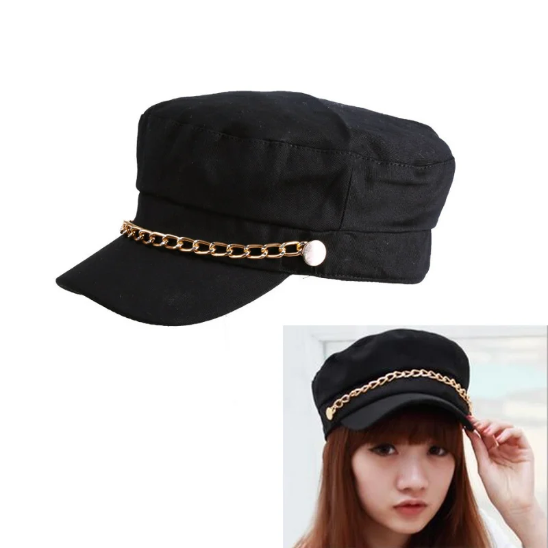 Fashion Women Hats Solid Color Chain Baseball Cap Girl Autumn Ladies Casual Sun Caps SER88