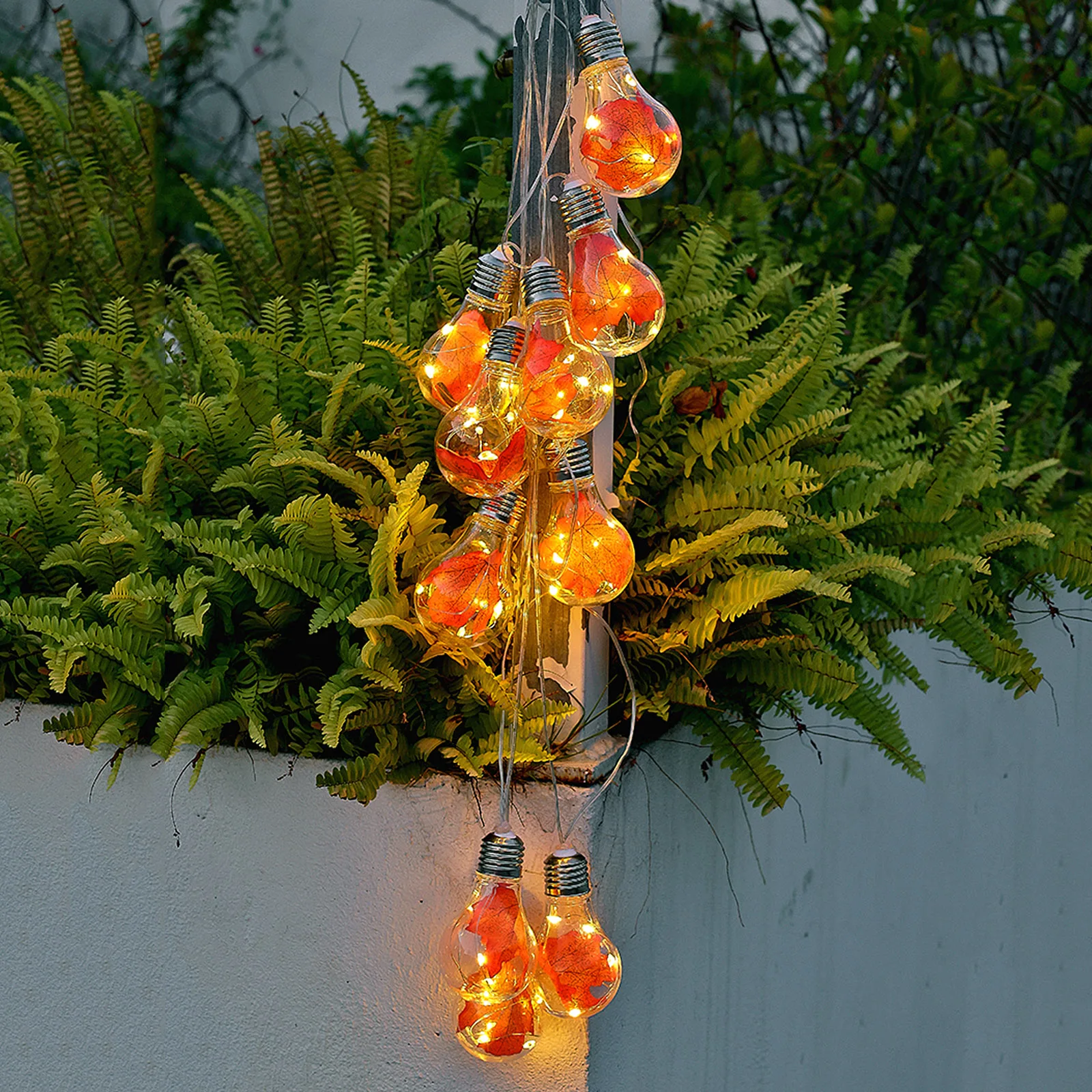 

New LED String Lights Christmas Halloween Decoration Autumn Outdoor Garden Lamp Festoon Street Garland Maple Bulb Room Decor
