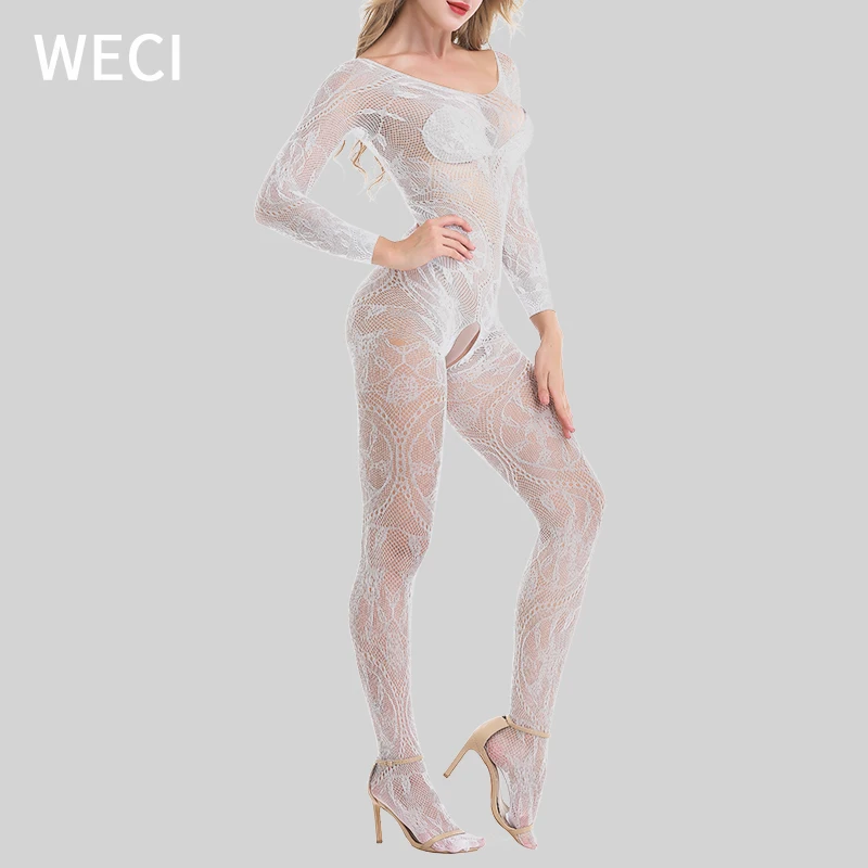 

Женские сексуальные костюмы WECI, эротические кружевные женские Фетиш-белье с длинным рукавом, нижнее белье, белая ночная сорочка для женщин, ...